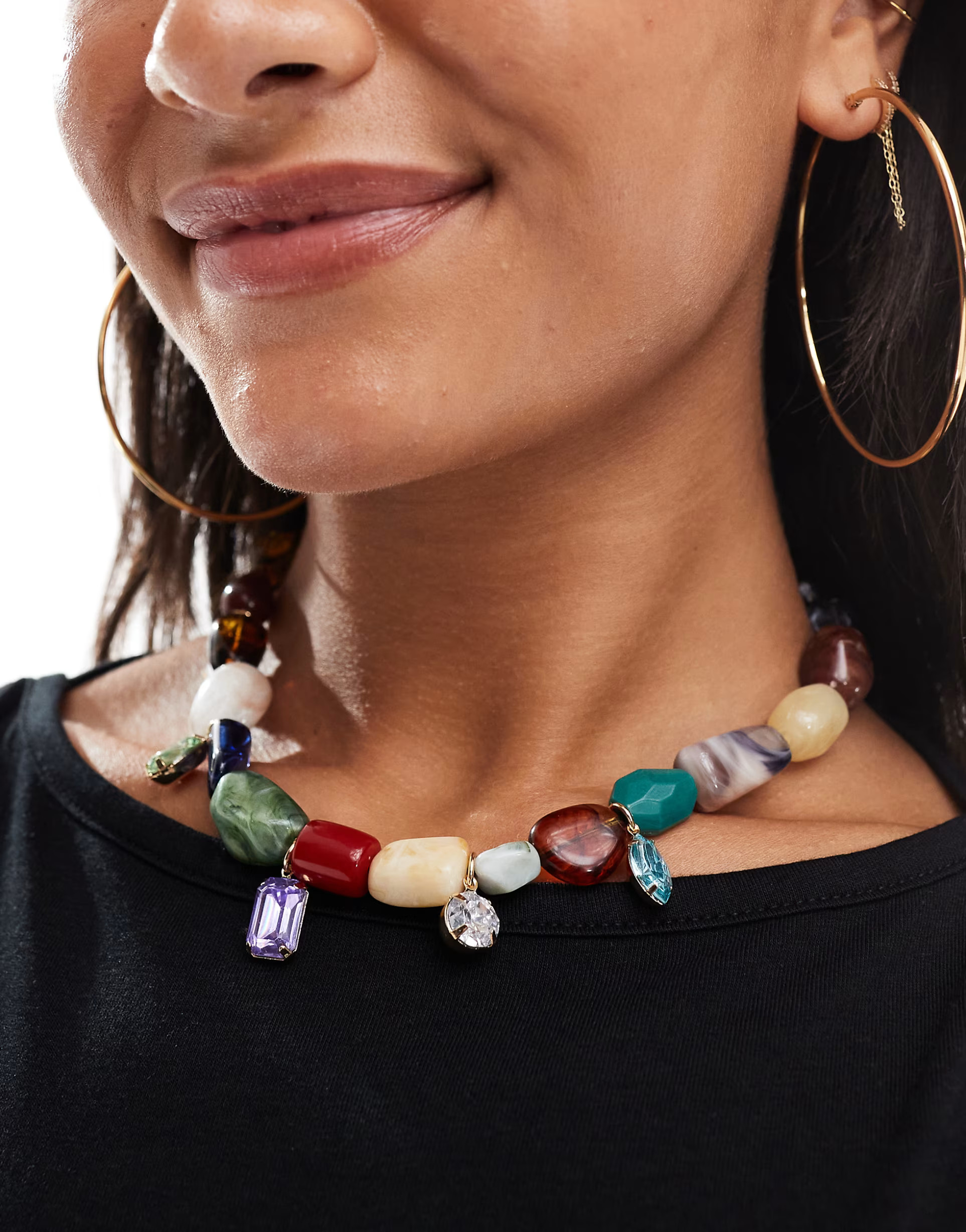 ASOS DESIGN beaded necklace with large faux stones | ASOS (Global)