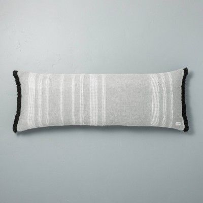 16"x42" Quilted Stripe Lumbar Bed Pillow Gray/Cream - Hearth & Hand™ with Magnolia | Target