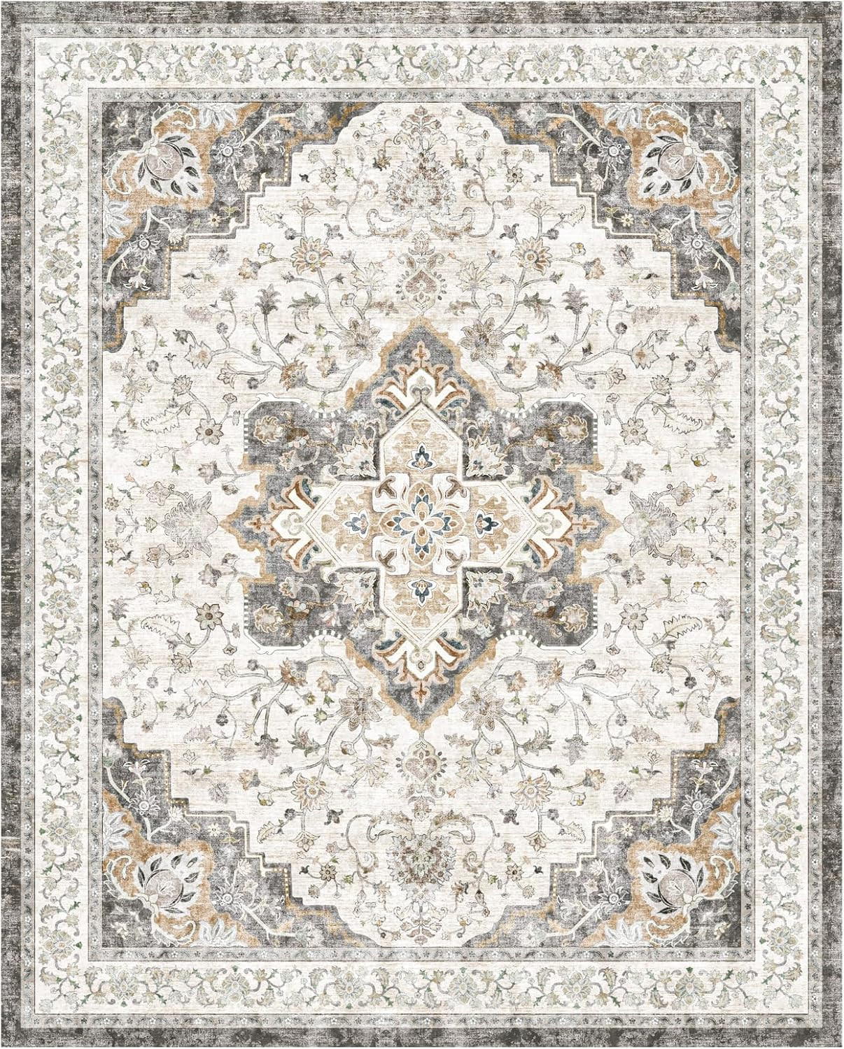 Marsail 8x10 Washable Area Rug, Soft & Slip-Resistant Large Area Rug with Reinforced Bound Edges,... | Amazon (US)