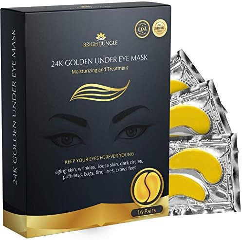 BrightJungle Under Eye Collagen Patch, 24K Gold Anti-Aging Mask, Pads for Puffy Eyes & Bags, Dark... | Amazon (US)