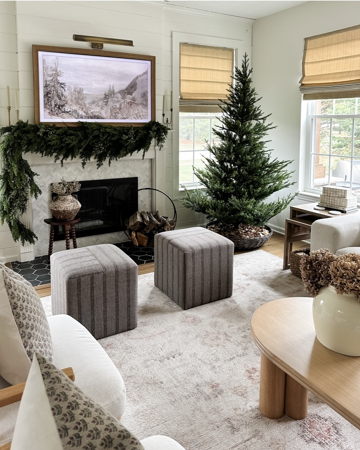 Living room Christmas greenery & decor 💙

#LTKHome #LTKHoliday #LTKSeasonal