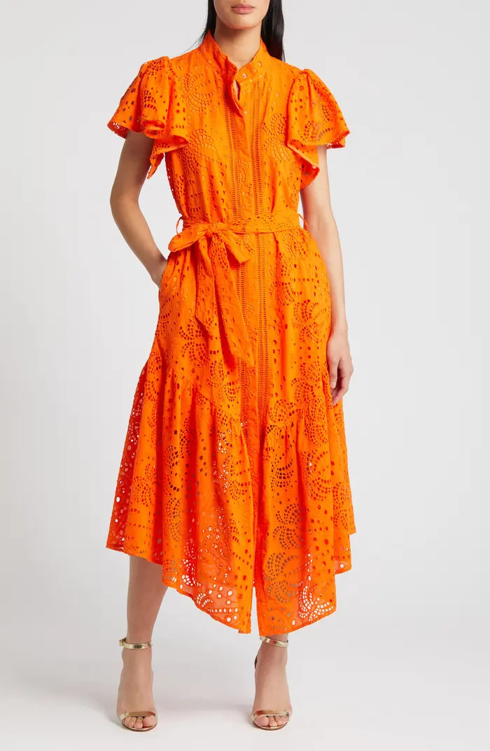 Isabella Cotton Eyelet Maxi Shirtdress | Nordstrom