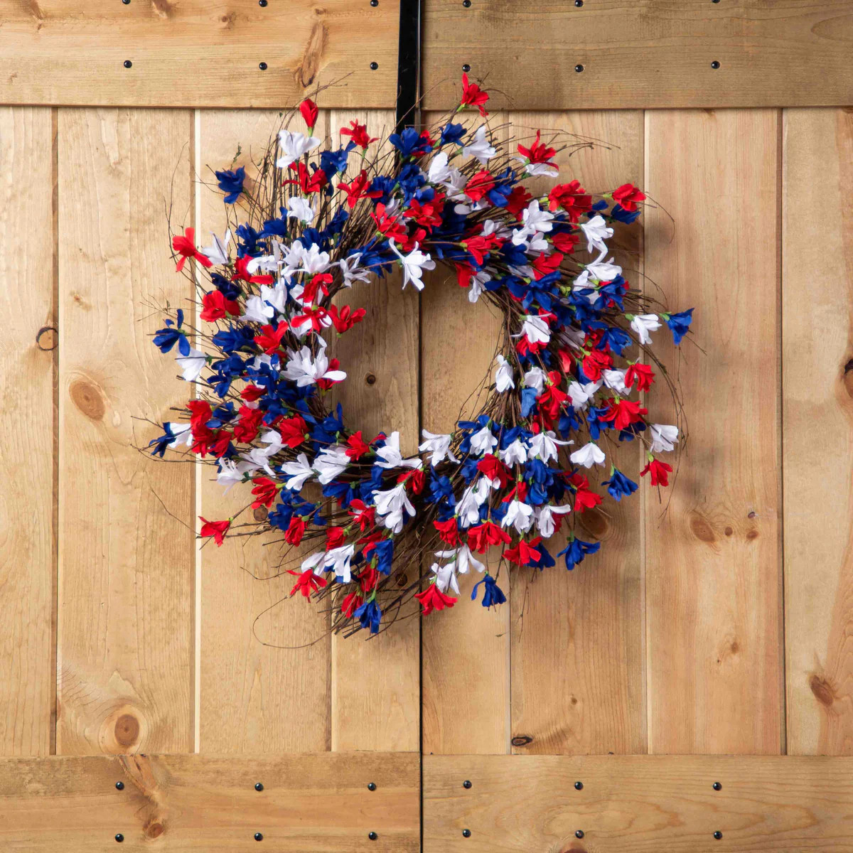 Live Freely - Red, White & Blue Faux Floral Patriotic Front Door Americana Wreath | Darby Creek Trading