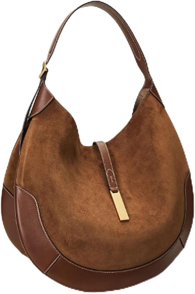 Suede Tote Bag，Suede Tote Bags for Women Elegant Splicing Leather Design Tote Bag Trendy Must-H... | Amazon (US)