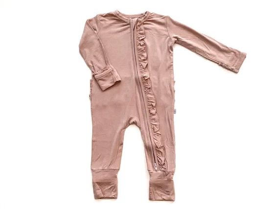 Dusty Pink Ruffle Romper Outfit Ruffle Zipper Outfit Pink | Etsy | Etsy (US)