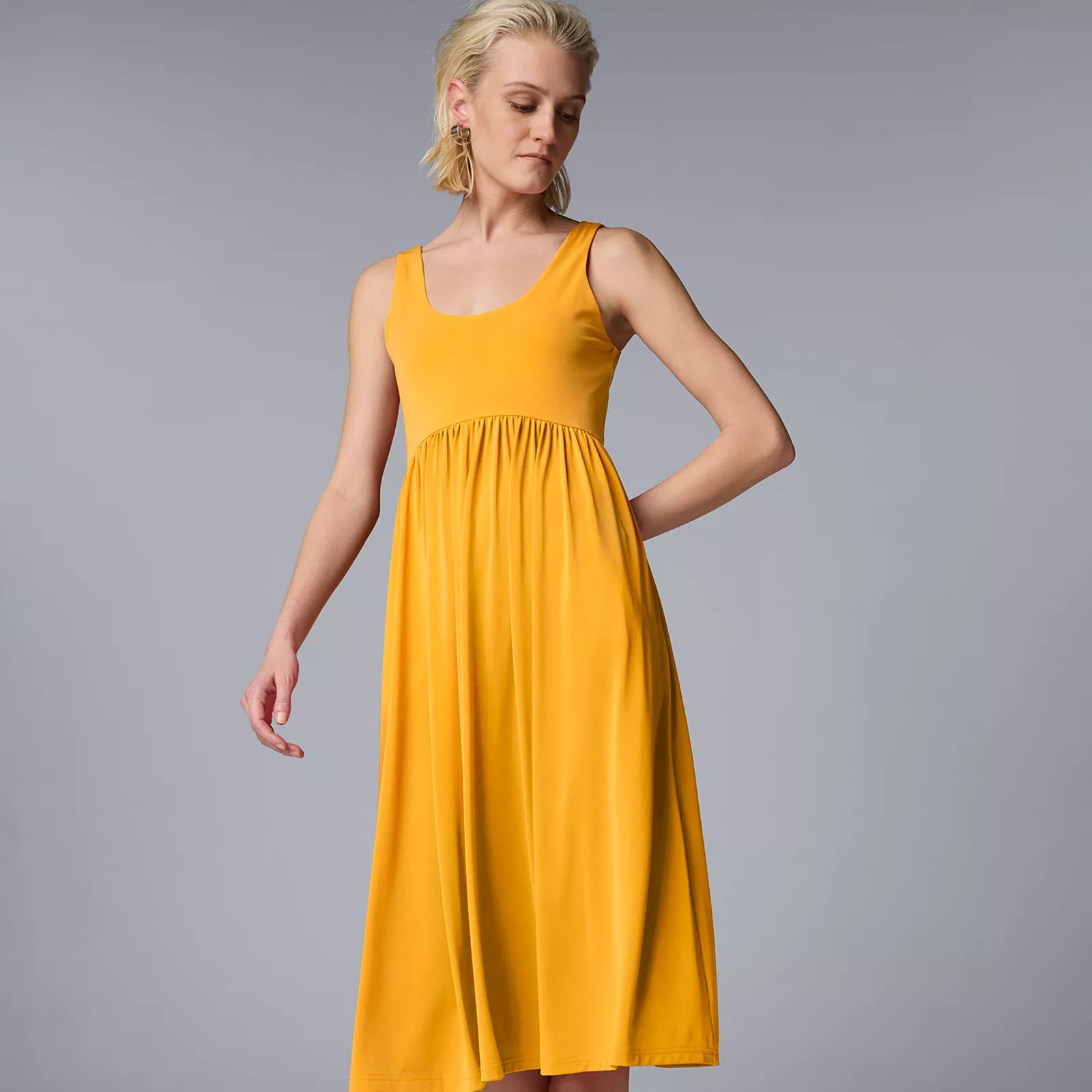 Petite Simply Vera Vera Wang Sleeveless Ruffled Fit & Flare Midi Dress | Kohl's