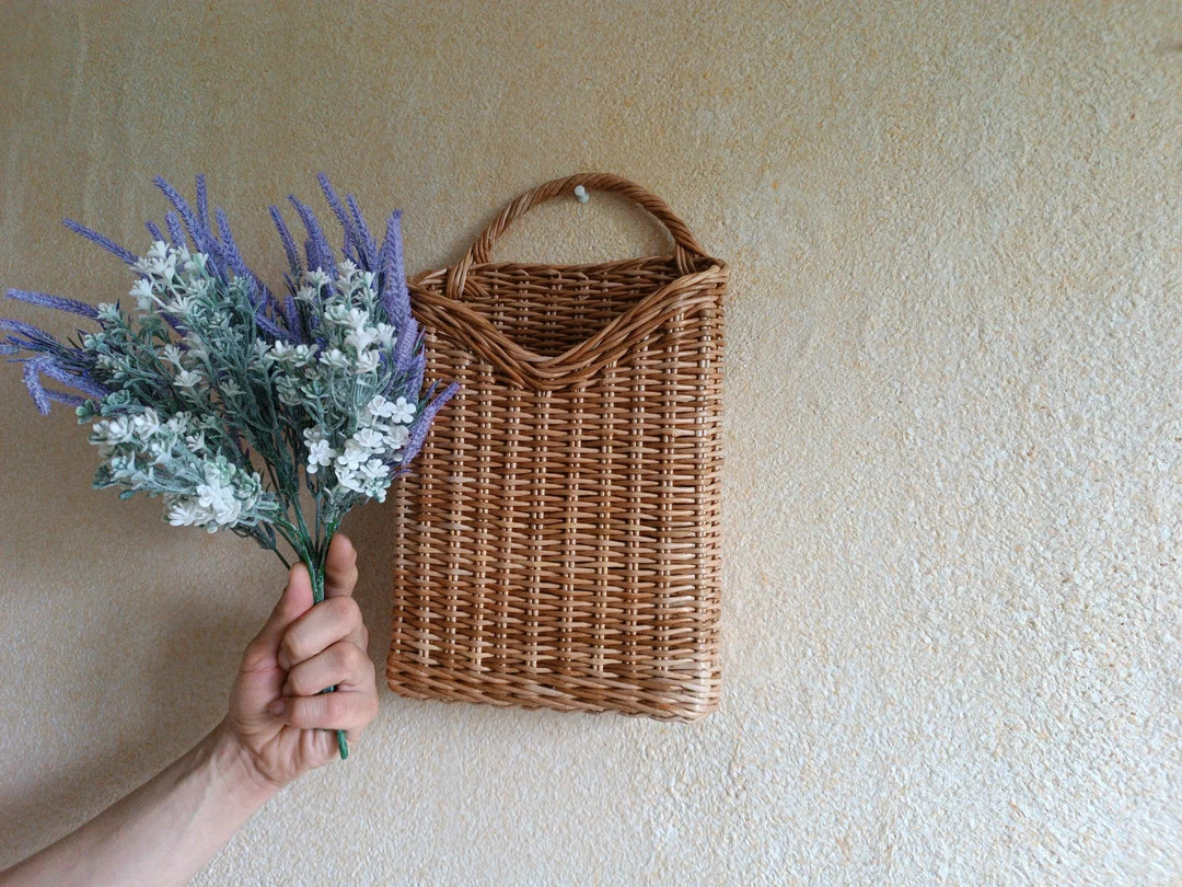 A Braided Hanging Basket for the Entryway in a Vintage Style, Natural Wicker in Hue, Ideal for Em... | Etsy (US)