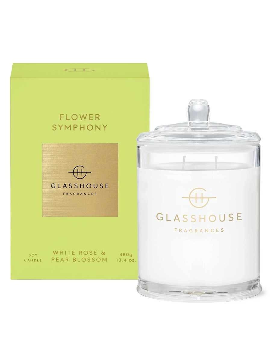 Glasshouse Fragrances Flower Symphony White Rose & Pear Blossom Scented Candle | Saks Fifth Avenue OFF 5TH