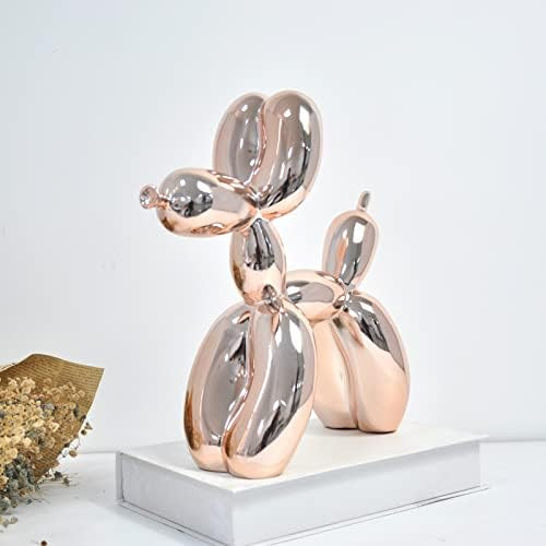 Standing Shinny Balloon Dog Metallic Finish Sculpture Animals Collectible Figurines Fashion Art R... | Amazon (US)