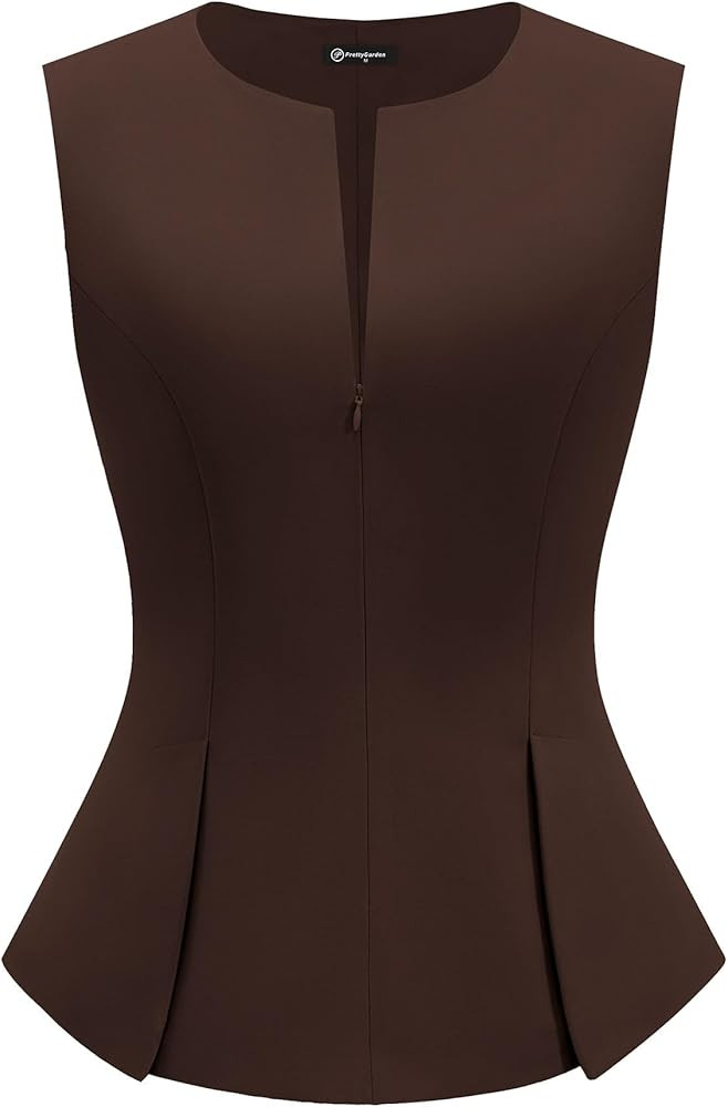 PRETTYGARDEN Women's 2026 Summer Vest Tops Business Casual Going Out Outfits Sleeveless Zip Up Dr... | Amazon (US)