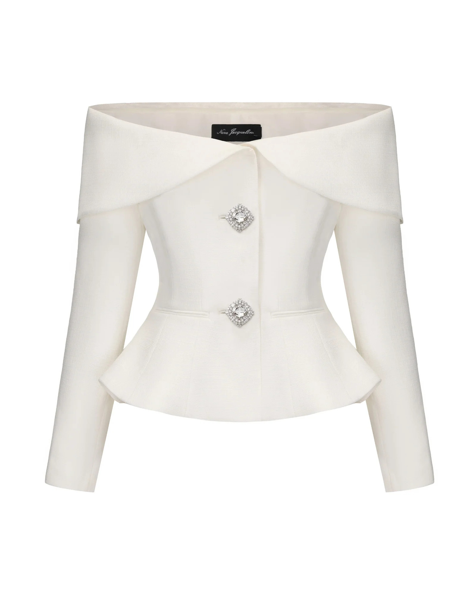 Blaire Top (White) | Off-Shoulder Tailored Top | Elegant Evening Top | Nana Jacqueline