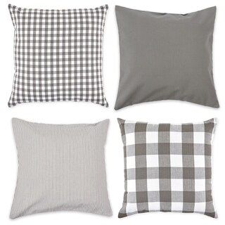 Porch & Den Crestline Gingham Pillow Covers (18x18 Set of 4 - Grey & White Assorted) | Bed Bath & Beyond