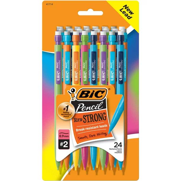 BIC Xtra-Strong Thick Lead Mechanical Pencil, With Colorful Barrel Thick Point (0.9mm), 24-Count ... | Walmart (US)