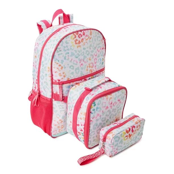 Wonder Nation Girl's Backpack with Lunch Bag 3-Piece Set Pink Leopard Tie Dye - Walmart.com | Walmart (US)