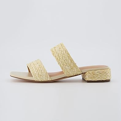 CUSHIONAIRE Women's Niki Raffia low block heel sandal +Memory Foam and Wide Widths Available | Amazon (US)