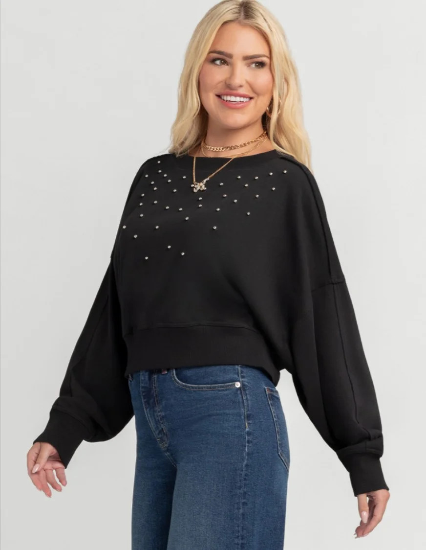 Jessica Simpson Women's Merril Embellished Crewneck Pullover Top, Sizes XS-XL | Walmart (US)