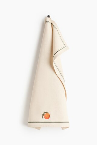 H & M - Embroidered-Motif Tea Towel - Beige | H&M (US + CA)