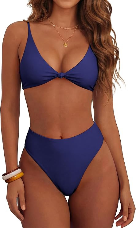 ANRABESS Bikini Sets for Women V Neck Knot Front Two Piece Swimsuits Bathing Suit 2026 Summer Bea... | Amazon (US)