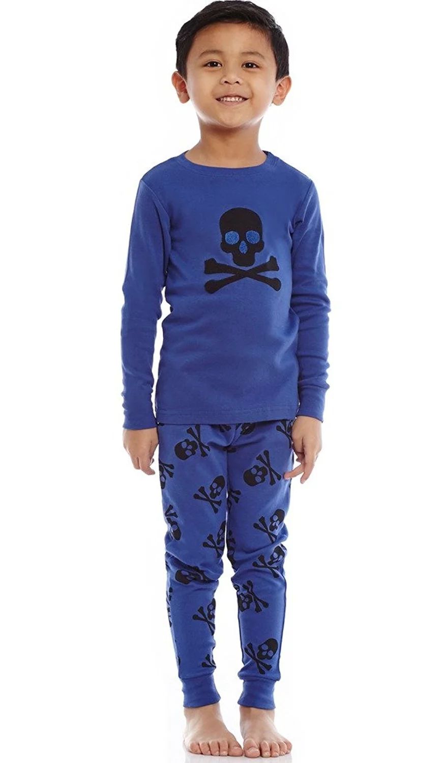 Leveret Kids Boys Girls Two Piece Cotton Pajamas Blue Skulls 4 Year - Walmart.com | Walmart (US)