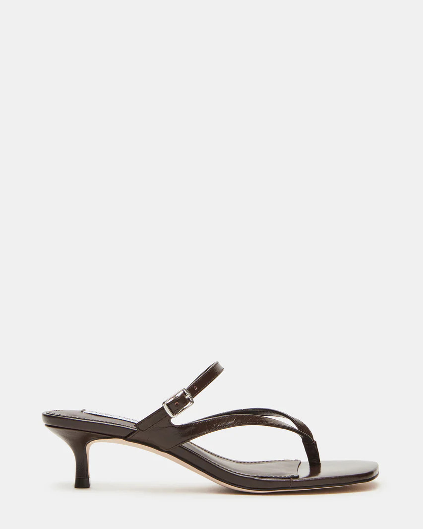 JESSA Brown Leather Strappy Kitten Heel | Women's Heels | Steve Madden (US)