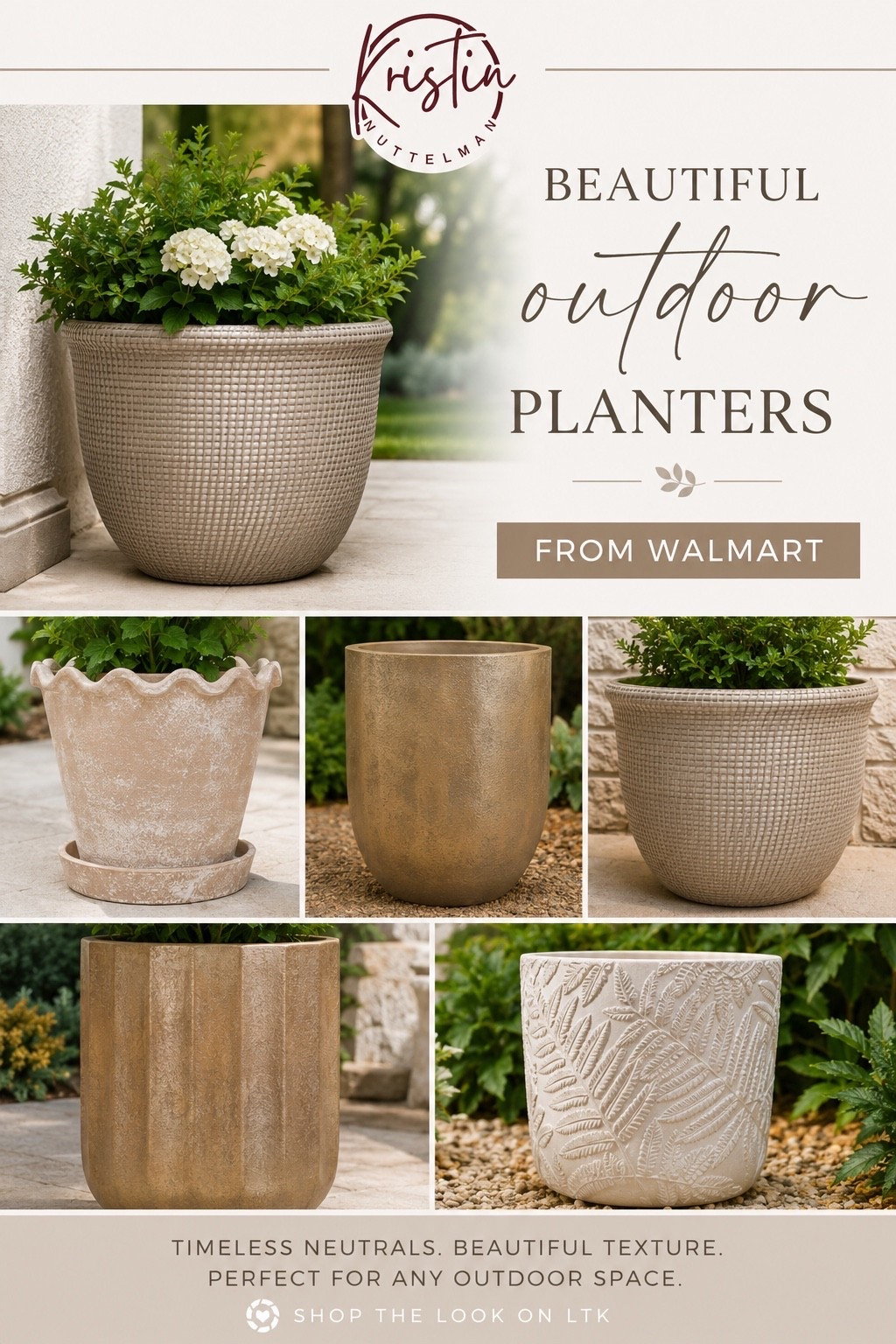 These outdoor planters are giving luxe backyard makeover energy 🤎🌿
The textures, neutral tones, and organic feel make them look SO high end — and they’re all from Walmart. Perfect for patios, front porches, pool areas, or adding a designer touch to your outdoor space this summer ✨

I’m obsessed with how timeless these are!! Follow me on LTK for more home finds, Walmart decor, and outdoor styling inspo 🤍

#LTKHome #LTKStyle #LTKFinds #WalmartFinds #WalmartHome #OutdoorDecor #OutdoorPlanters #PatioDecor #PorchDecor #NeutralHome #OrganicModern #HomeDecorFinds #SummerDecor #BackyardInspo #PatioInspo #OutdoorLiving #GardenDecor #DesignerLooksForLess #AffordableHomeDecor #LTKUnder50 #HomeStyling #NeutralAesthetic #ModernHomeDecor #PlanterDecor #FrontPorchDecor #CozyHomeStyle #HomeInspo #OutdoorStyling #WalmartDecorator #FollowMeOnLTK

#LTKSeasonal #LTKU #LTKHome