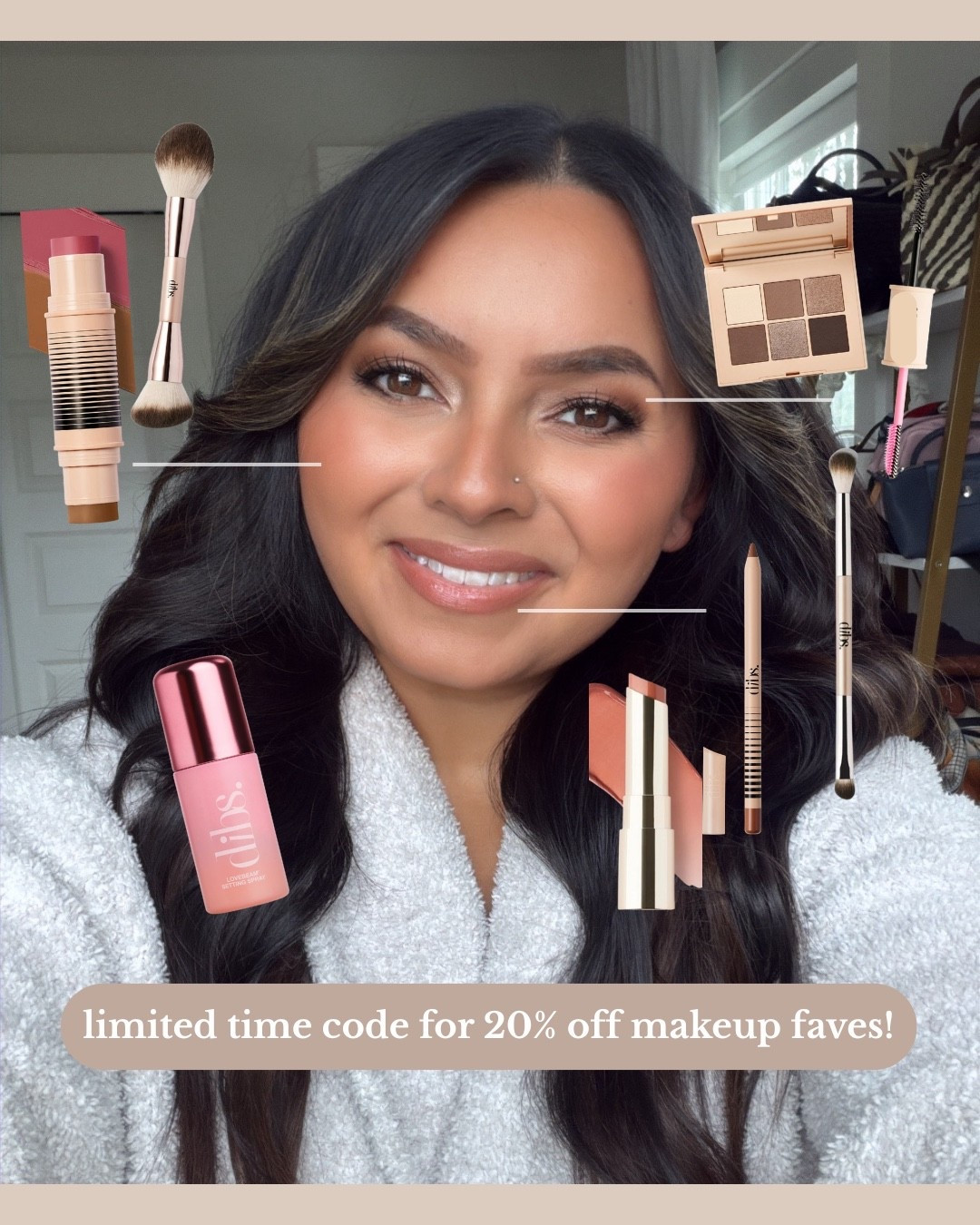 Dibs code: HONEYSWEET for 10% off!
Blush/bronzer duo shade 5.5
Eyeshadow palette in coffee in hand 
Lip liner shade toast
Lip jam plumper shade fig fantasy #LTKFallSale 

#LTKSaleAlert #LTKBeauty