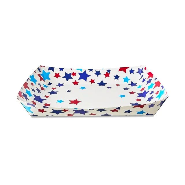 Patriotic Red, White, and Blue Stars Paper Large Food Trays, 2 Count, by Way To Celebrate | Walmart (US)