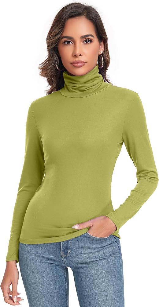 Women's Long Sleeve Casual Lightweight Turtleneck Top Slim Fit Thermal Active Layer Shirts | Amazon (US)