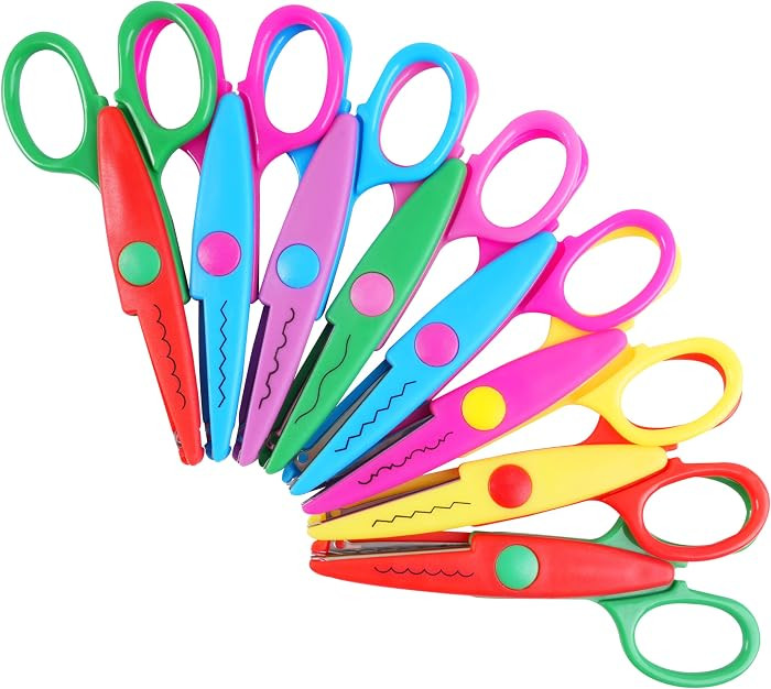 8 Pcs Craft Scissors Decorative Edge, ABS Resin 6 Pattern Scissors for Crafting, Colorful Zig Zag... | Amazon (US)