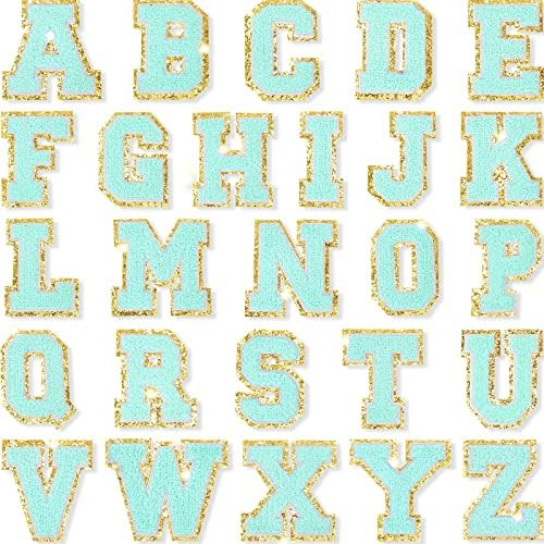 26 Pieces Glitters Patches Iron on Letters Chenille A-Z Patches Decorative Repair Embroidered Pat... | Amazon (US)