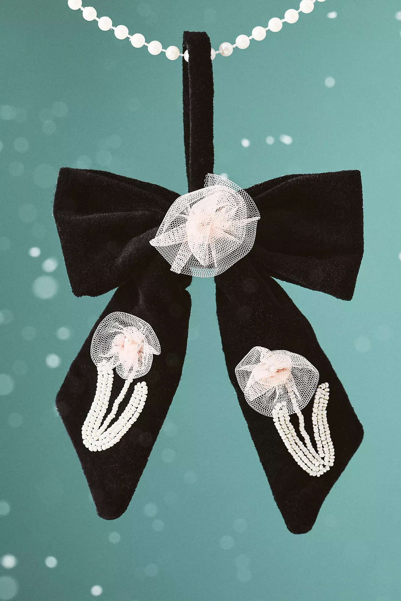 Gigi Embroidered Velvet Bow Ornament | Anthropologie (US)