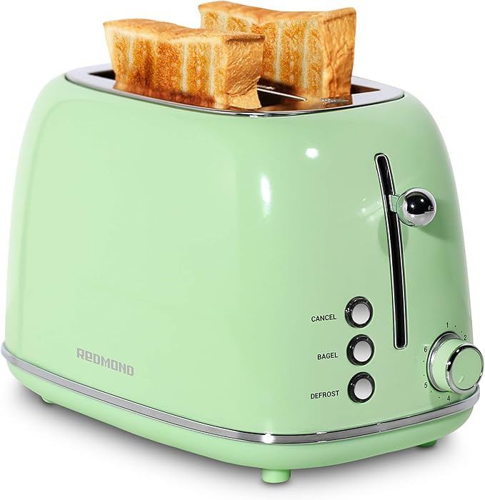 REDMOND 2 Slice Toaster Retro Stainless Steel Toaster with Bagel, Cancel, Defrost Function and 6 ... | Amazon (US)