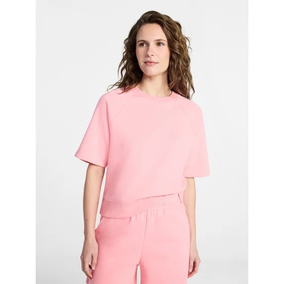 Time and Tru Women's Boxy Sweatshirt with Short Sleeves, Size XS-XXXL | Walmart (US)