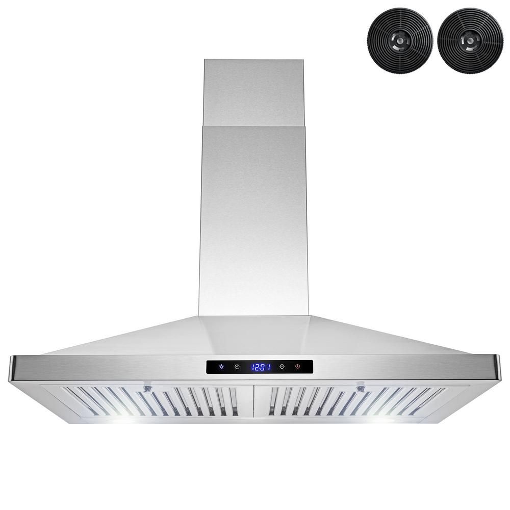 30 in. Convertible Kitchen Wall Mount Range Hood in Stainless Steel with LEDs, Touch Control and ... | The Home Depot