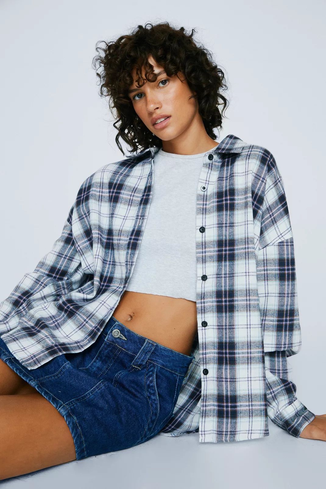 Petite Check Print Relaxed Fit Shirt | Nasty Gal (US)