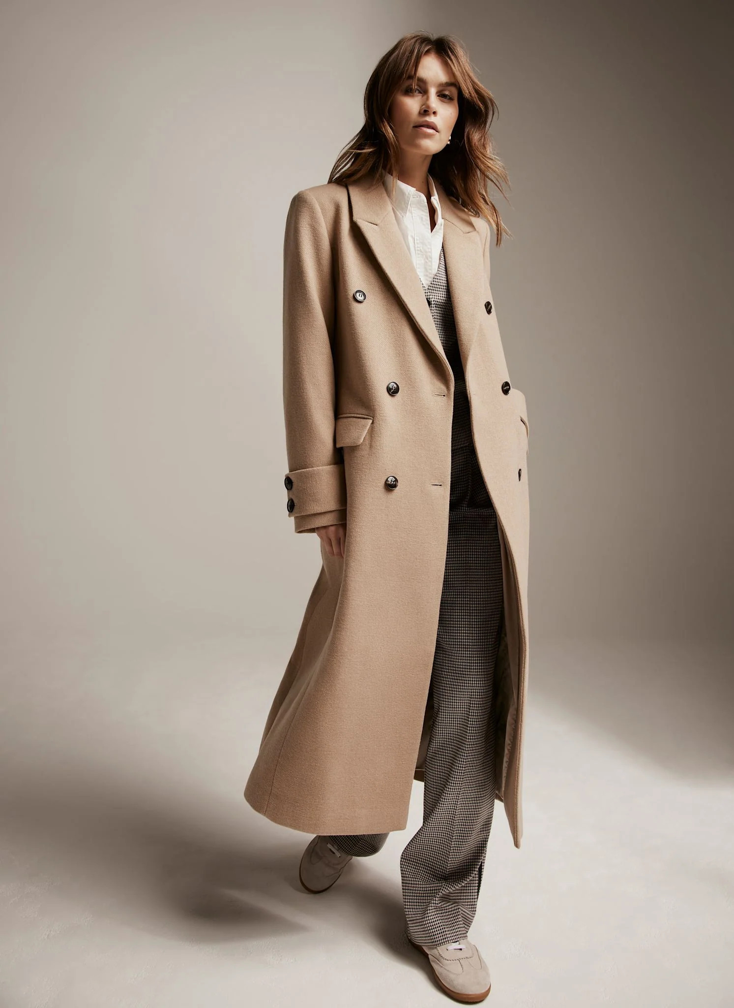 Camel Wool Long Coat | Mint Velvet (US)
