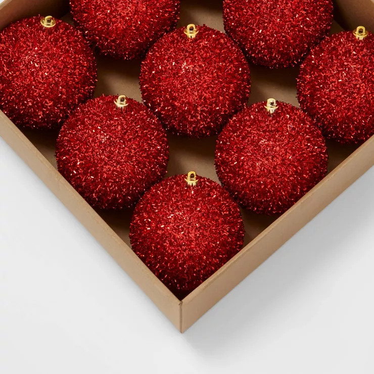 9ct Tinsel Ball Christmas Tree Ornament Set - Wondershop™ | Target