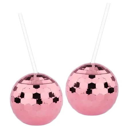 With Lid And Straw Drink Tumbler Glitter Flash Ball Disco Ball Cup(2Pcs) | Walmart (US)