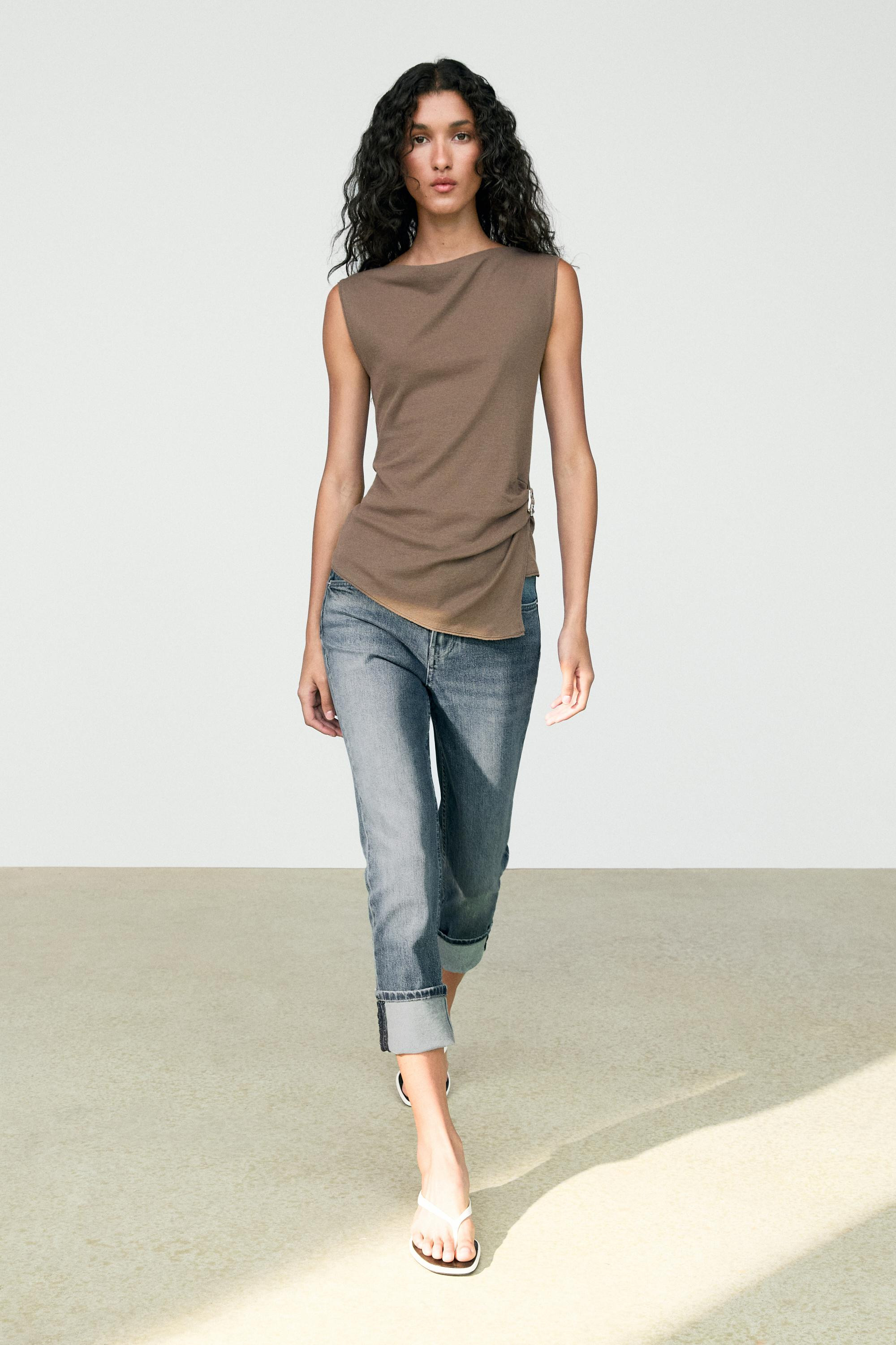 100% cotton knit top | Massimo Dutti US