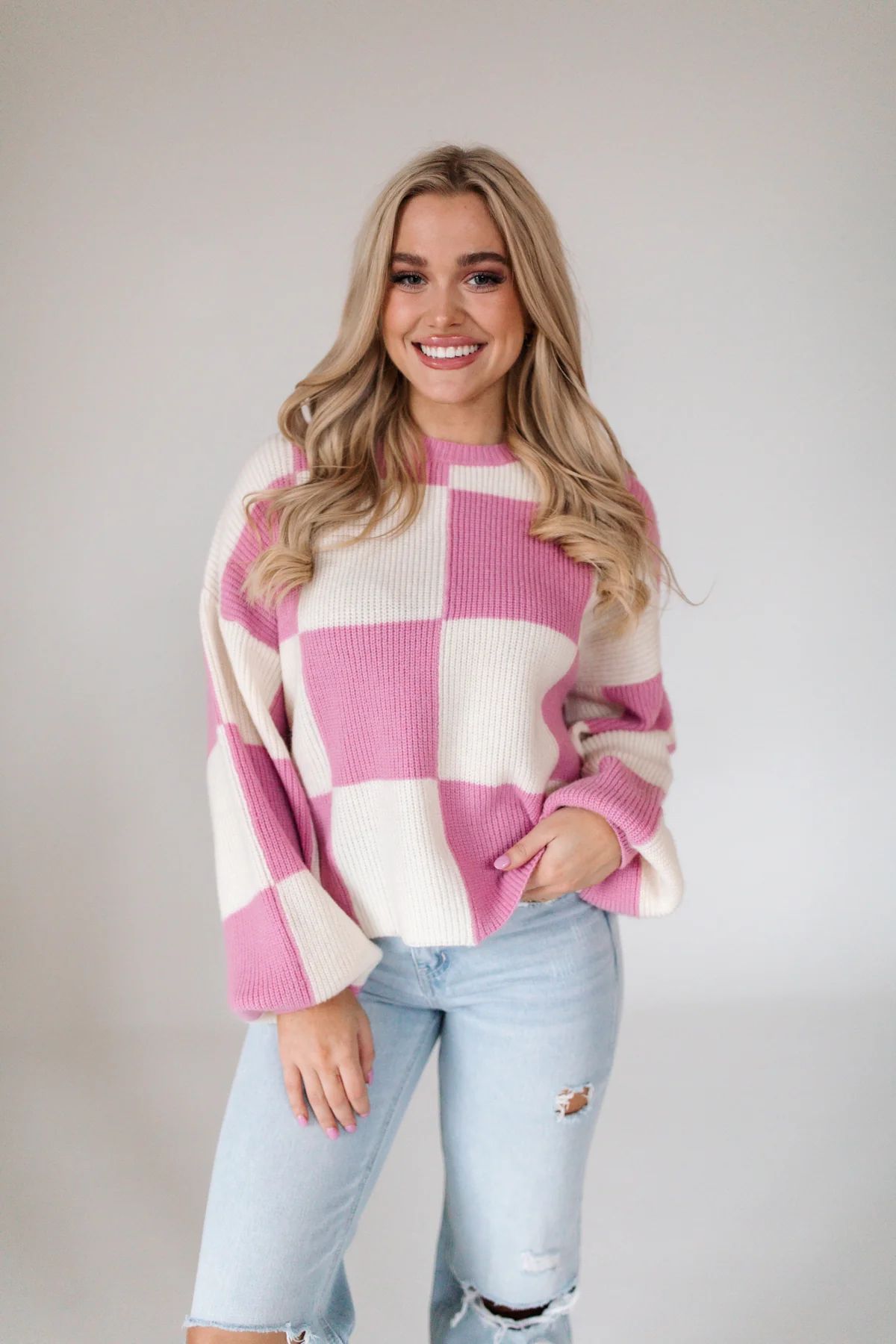 Orchid Checkered Sweater | The Post