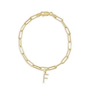 Initial Bracelet Diamond 1/10 CT. TW 14k Yellow Gold Link Bracelet by Joelle Collection (F - Yellow) | Bed Bath & Beyond