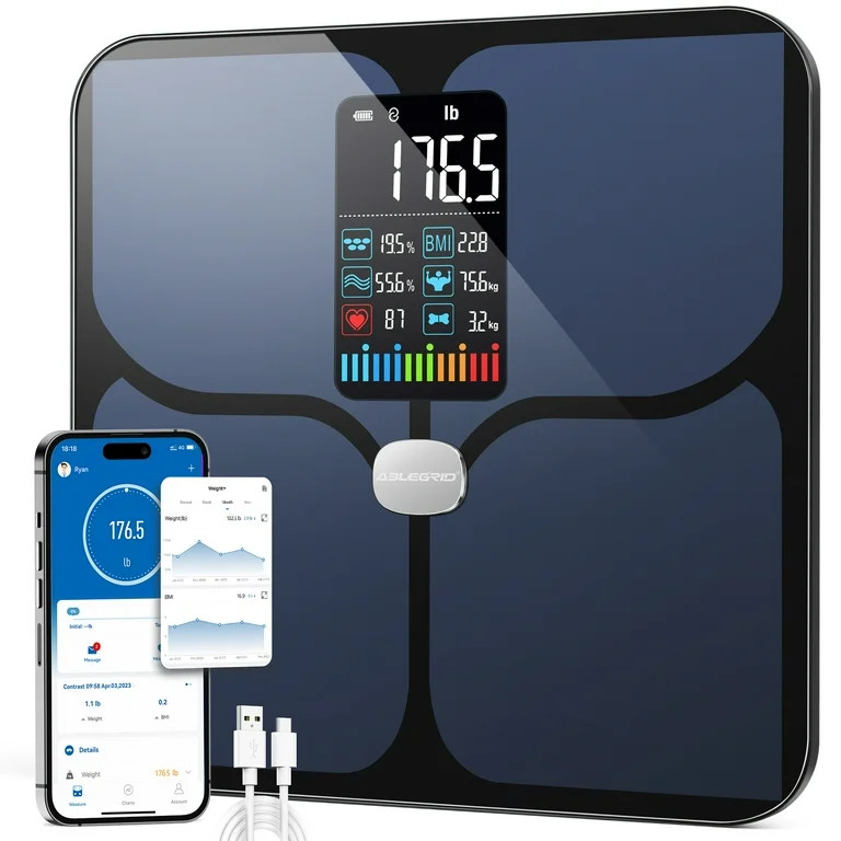 ABLEGRID Smart Digital Bathroom Scale for Body Weight and Fat, Large LCD Display Body Fat Scale, ... | Walmart (US)