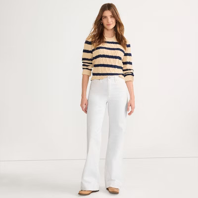 Lands' End Women's High Rise Wide Leg Denim Jeans - 6 - White | Target