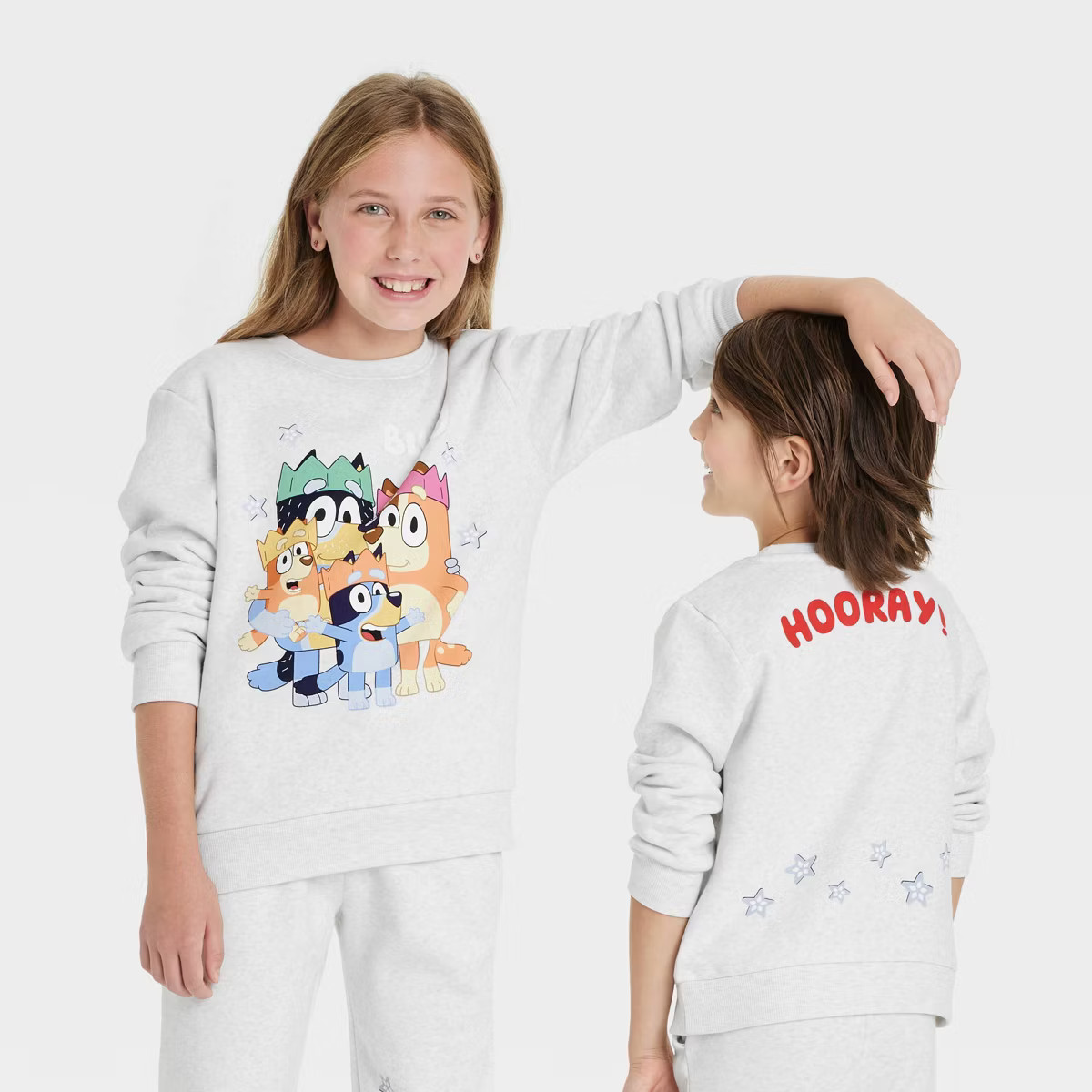 Kids' Bluey Family Pullover Sweatshirt - Heather Gray | Target