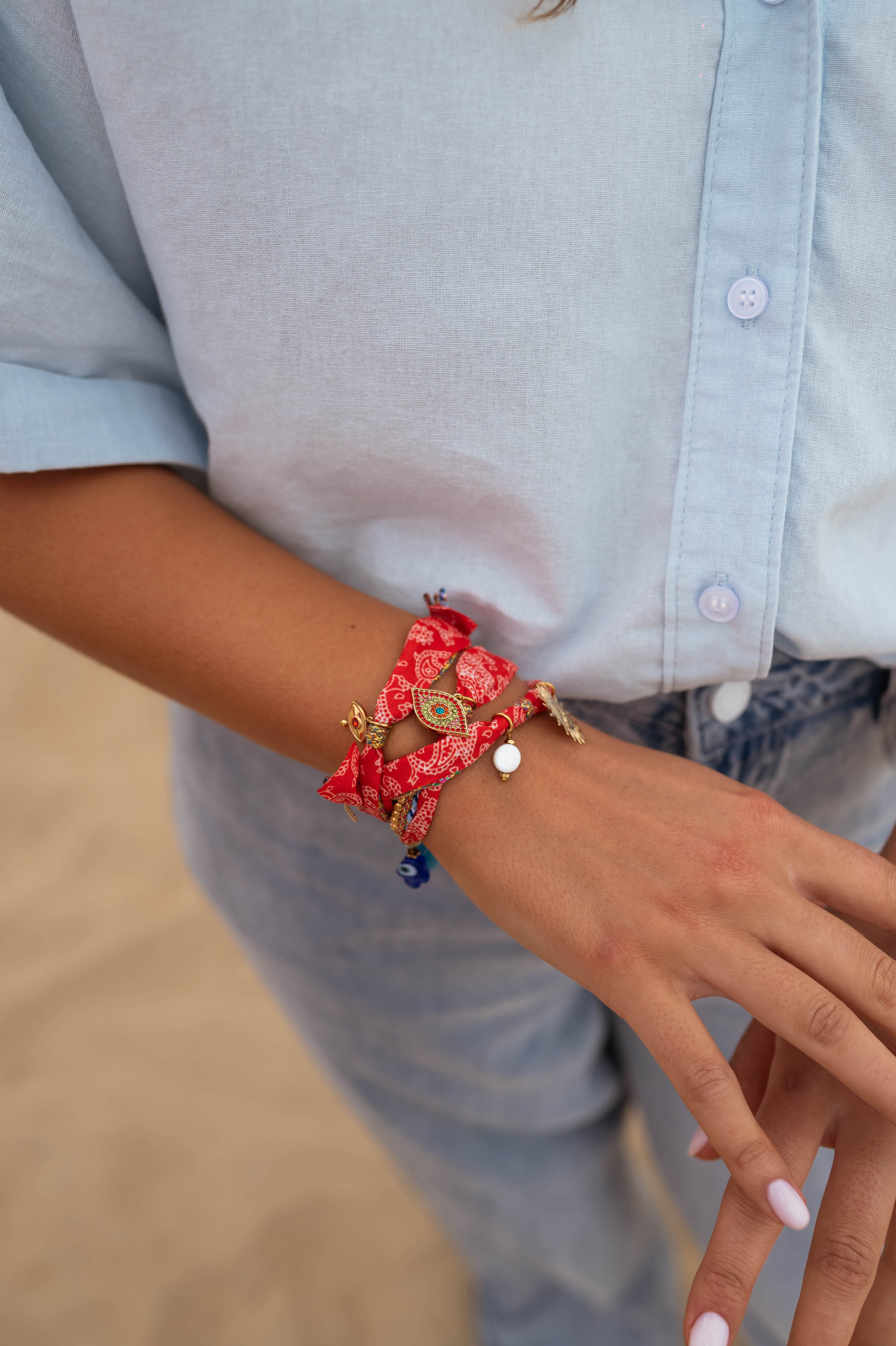 Red and Golden Louny Bracelet | Easy Clothes