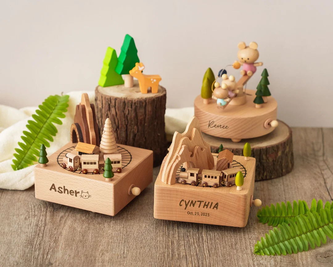 Personalized Wooden Train Music Box Baby Boy Birthday Gifts Keepsake Gift for Kids Baby Shower Gi... | Etsy (US)