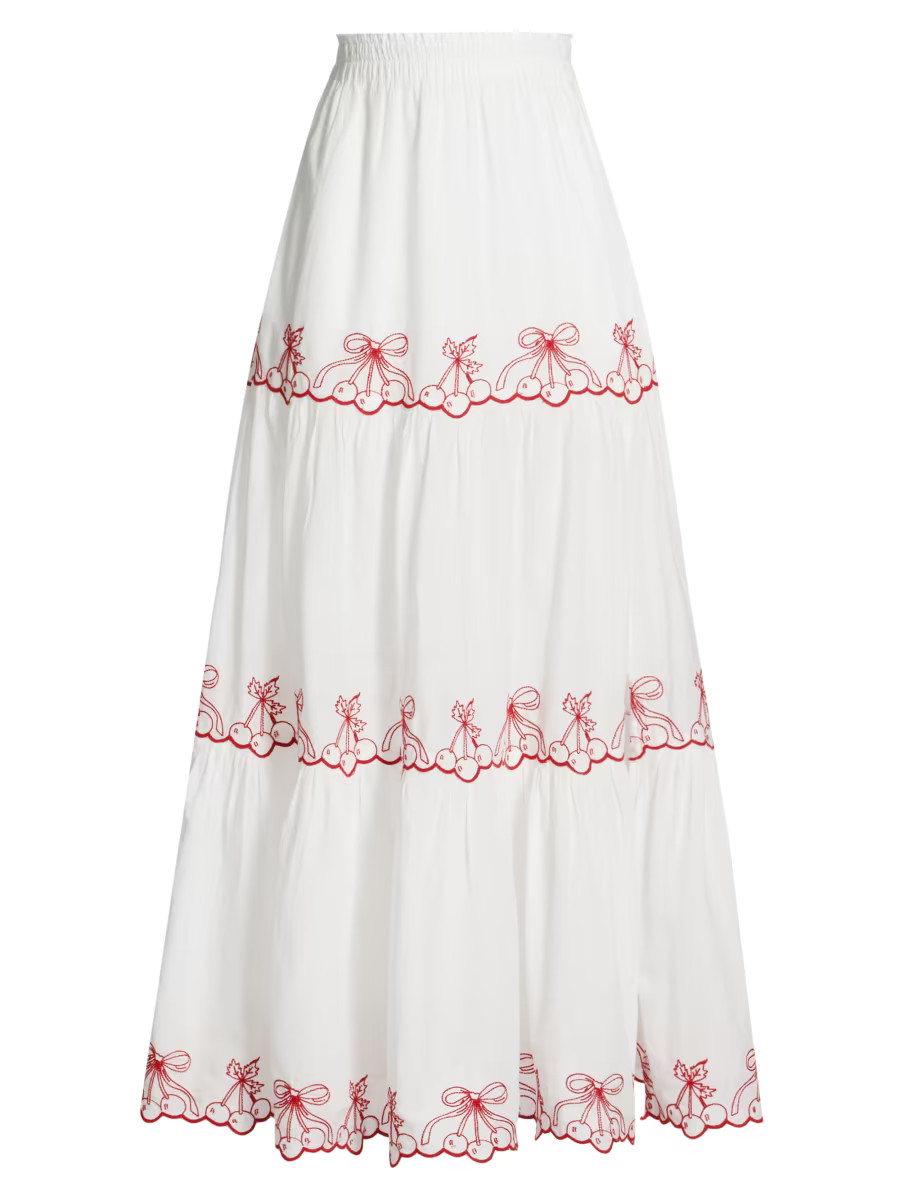Jemila Cherry-Embroidered Maxi Skirt | Saks Fifth Avenue