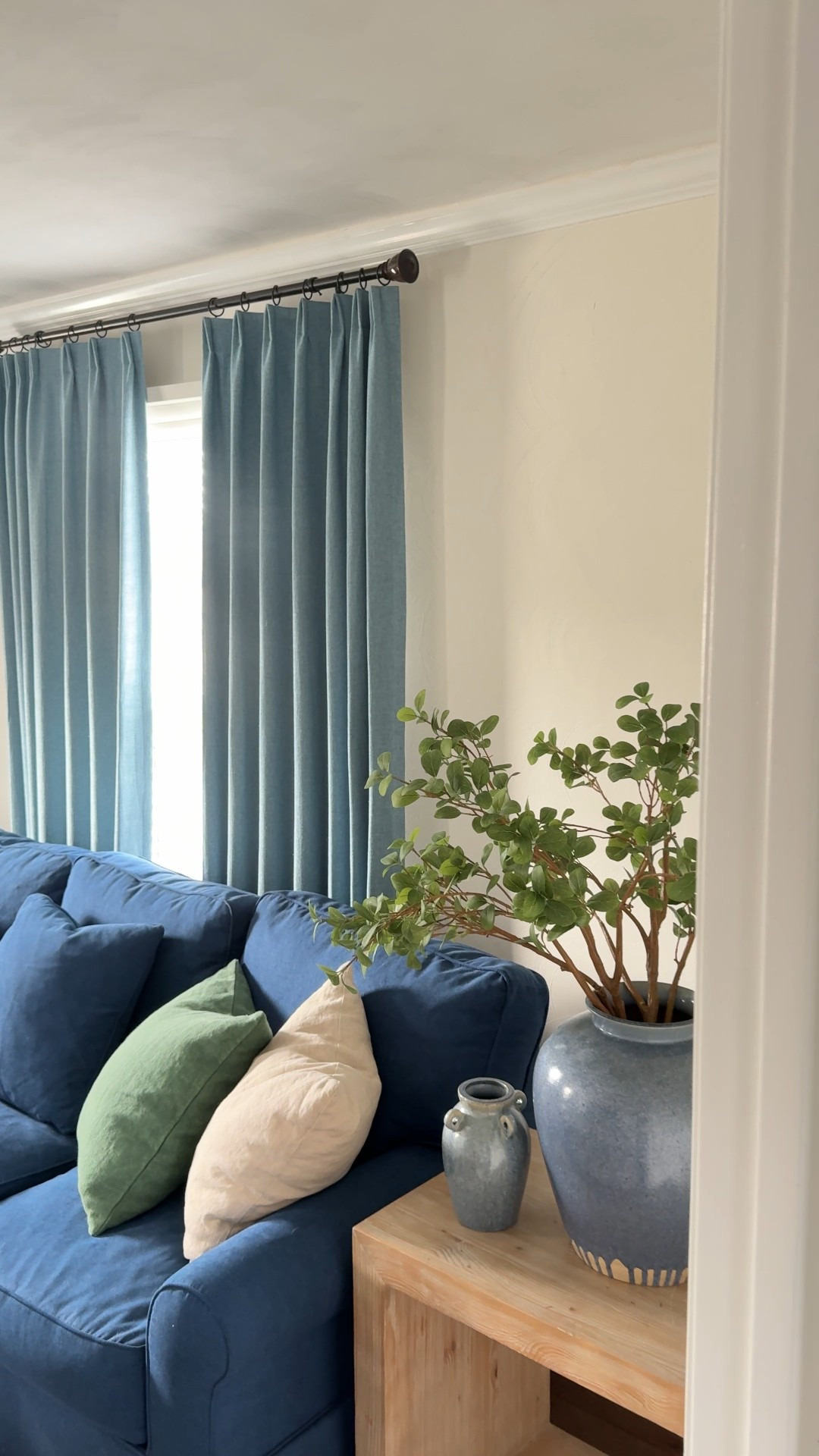HOMERILLA Custom Canvas Linen curtains. Large bong room decor ideas. Home decor ideas. Linen Custom drapes. Blue home decor . 

#ltk
#ltkfinds #ltkhome
