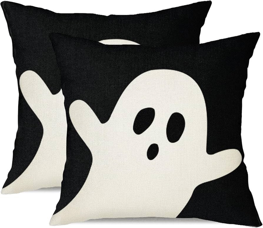 Halloween Pillow Cover 18x18 Set of 2 Ghost Halloween Lumbar Pillow Covers Decorations Outdoor Ha... | Amazon (US)