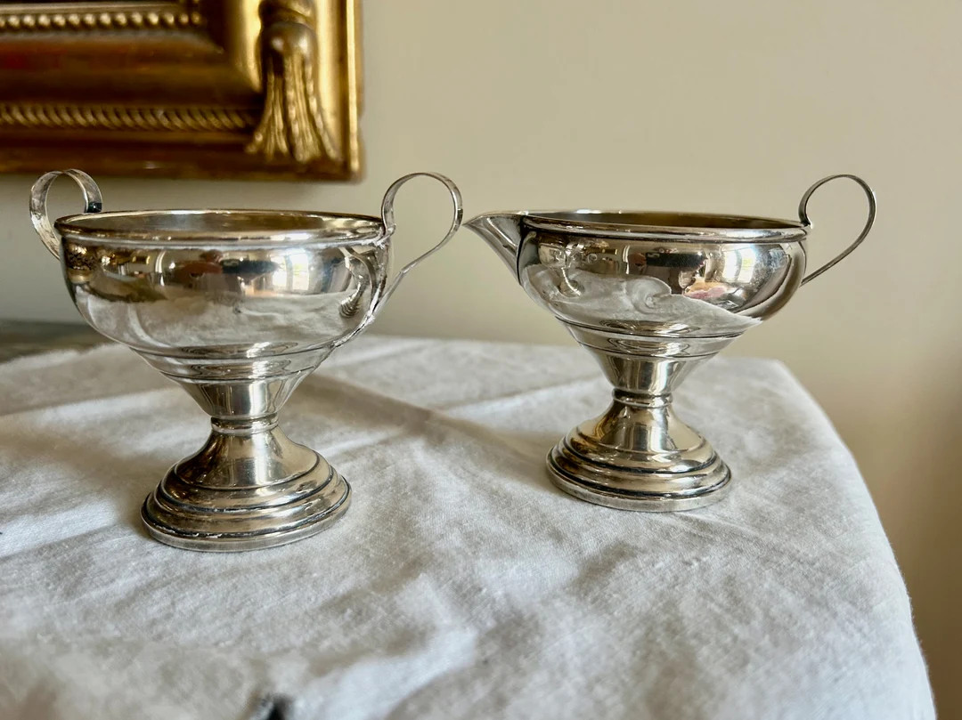 Sterling Creamer and Sugar Set, Vintage Mid Century Dunkirk Sterling Silver Creamer Sugar Set, We... | Etsy (US)